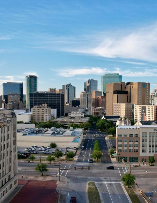 Stunning aerial view of Downtown Fort Worth, Texas Skyline