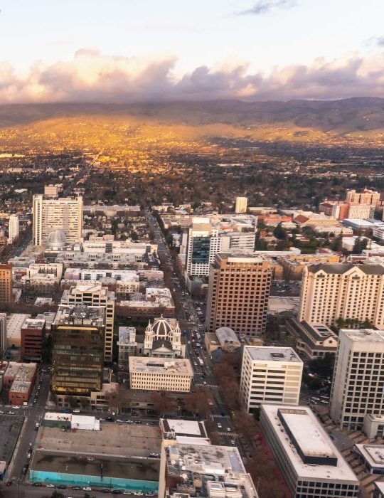 Airplane view of downtown San Jose