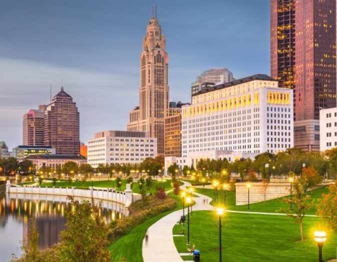 Columbus, Ohio, USA skyline on the river