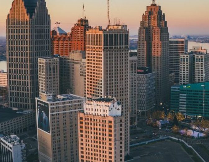 Detroit Skyline Sunrise November 2